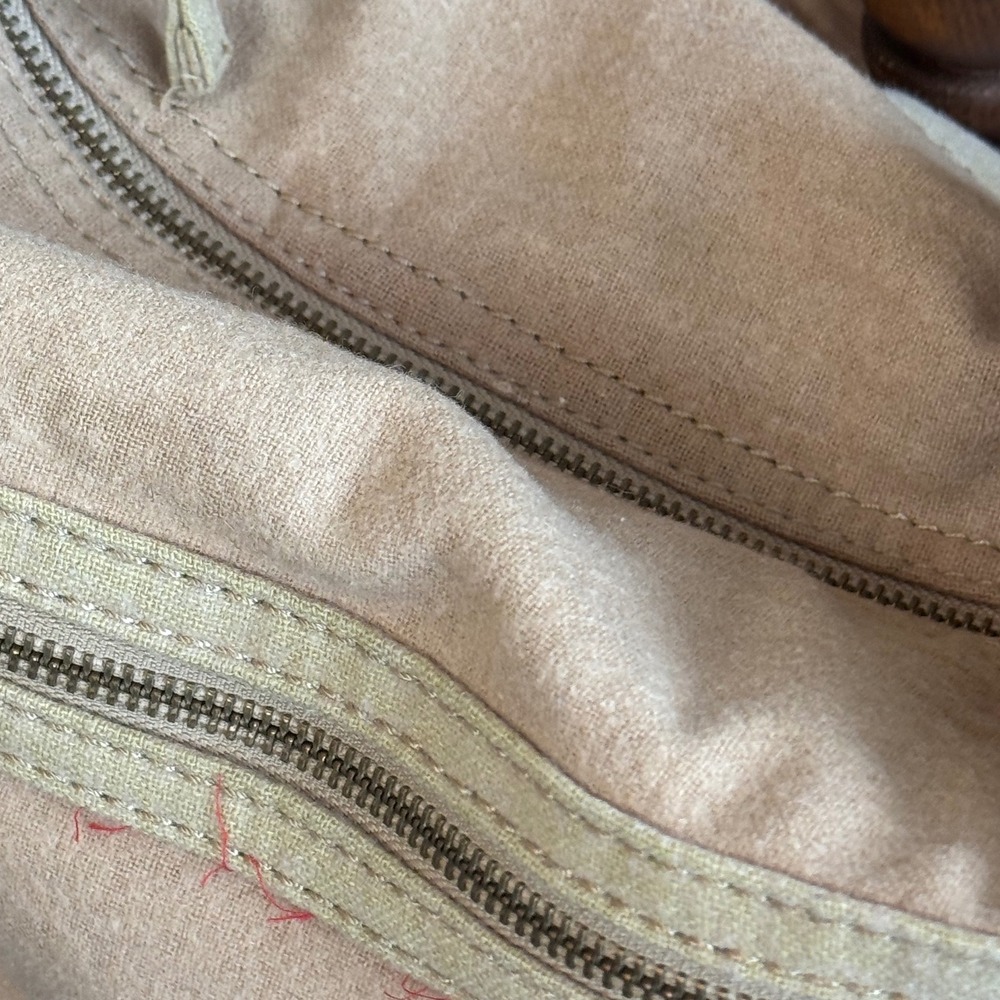Y2K Gap Canvas Hobo Bag Tan Cream Indie Sleaze Boho Shoulder Bag Red Lining - Picture 4 of 8